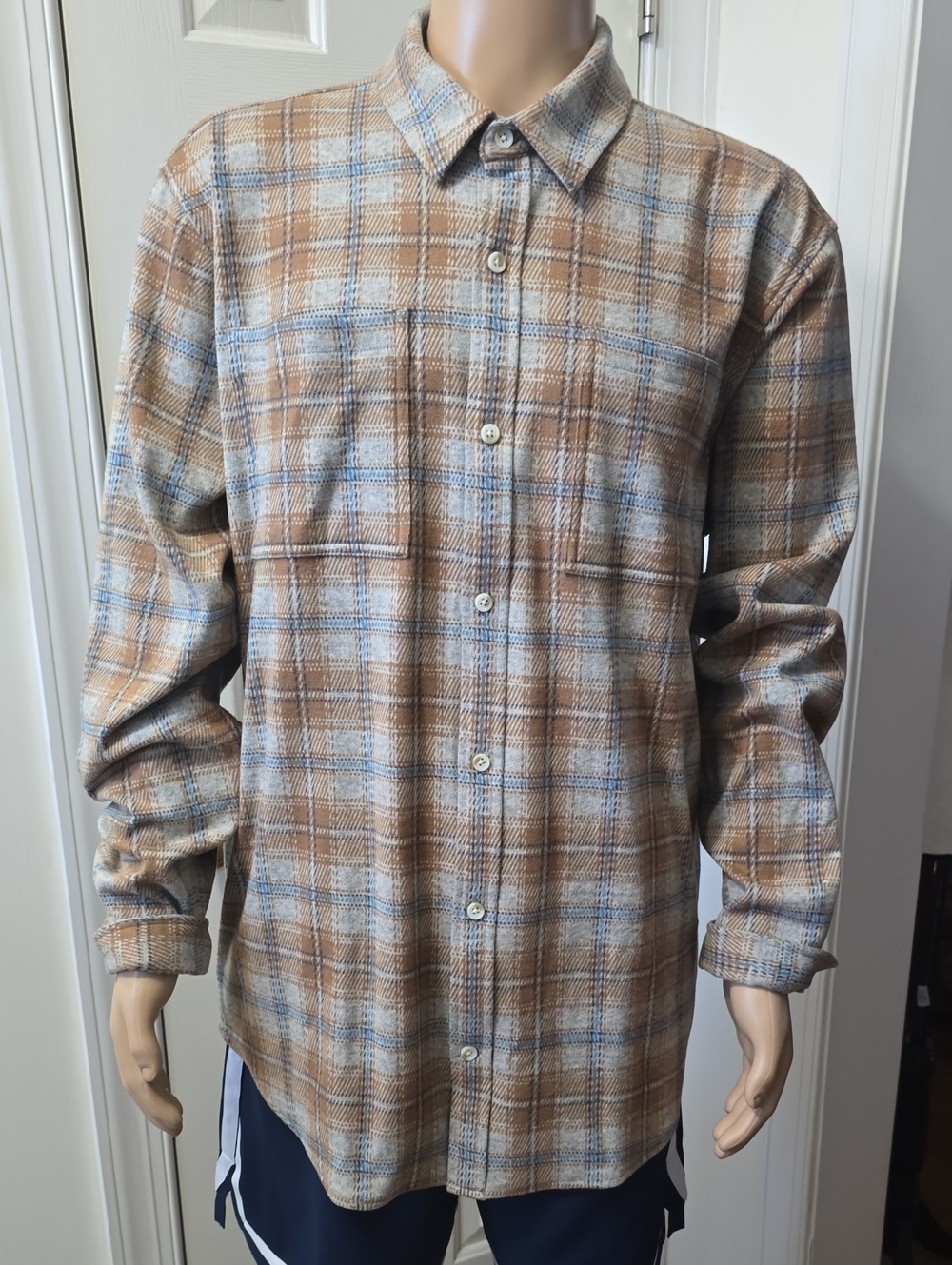 MUTUAL WEAVE MEN'S BIG & TALL  LONG SLEEVES BUTTON PLAID FLANNEL SHIRT SIZE XLT